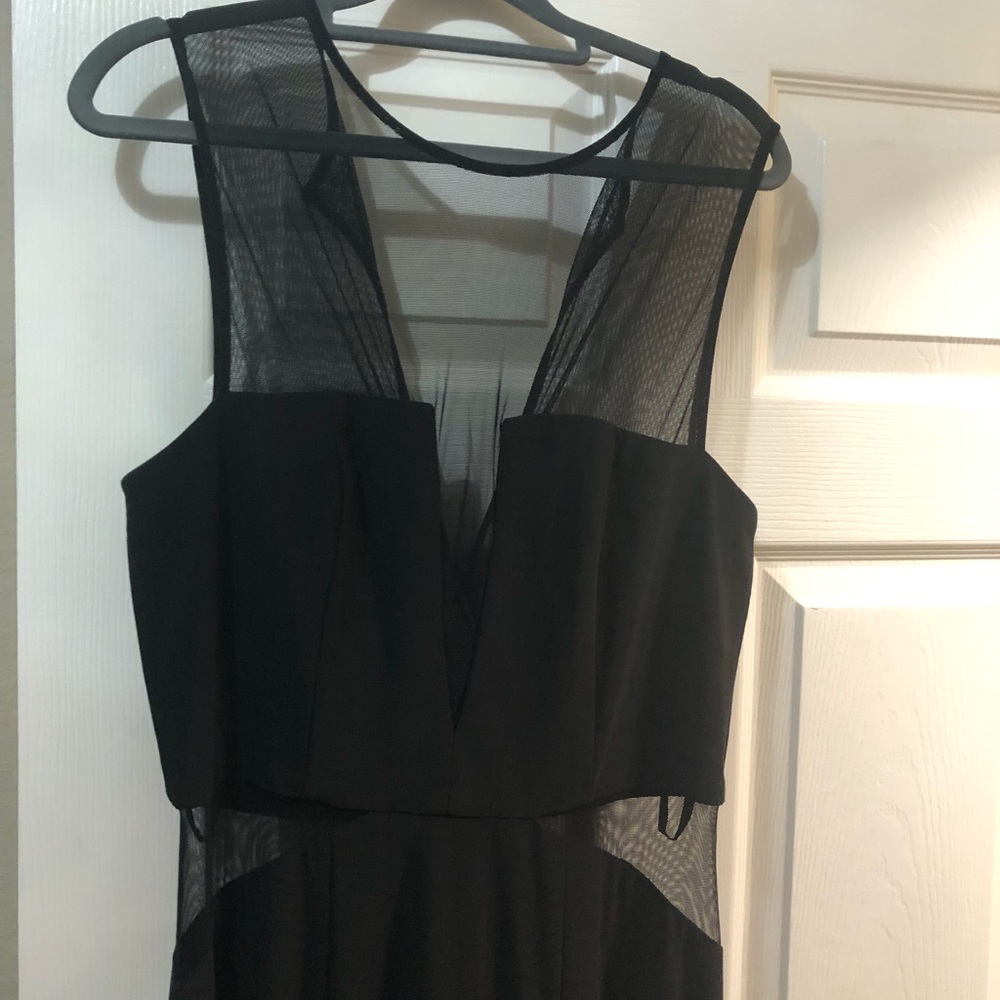 Cache very formal gown with side sheer. Sz 14. Black.  Never worn.